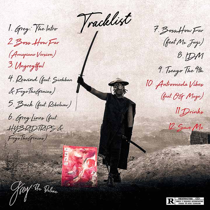 Tracklist for Mannie Tseayo's Grey the deluxe